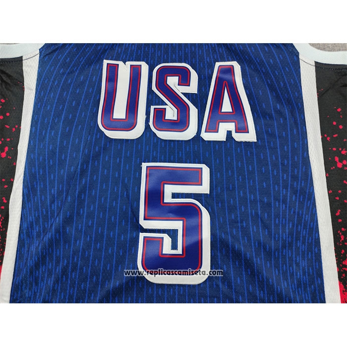 Camiseta USA 2024 Anthony Edwards #5 Azul1